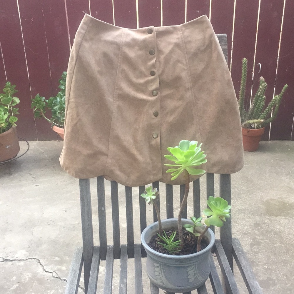 Tan faux suede skirt